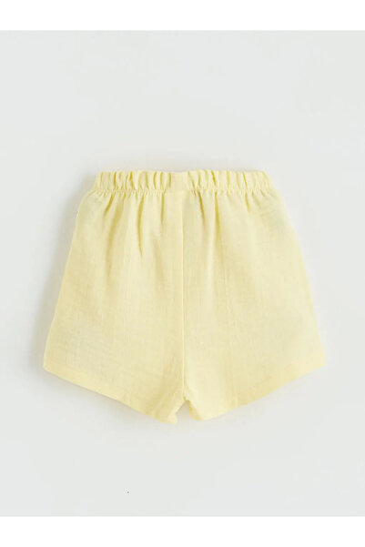 LC Waikiki Κίτρινη μπλούζα και σορτς για κορίτσια με λαιμόκοψη ποδηλάτου, σετ...