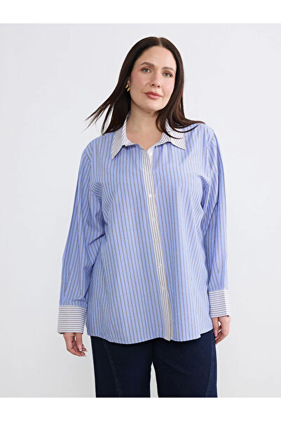 LC Waikiki Γυναικείο πουκάμισο Oversize με μπλε ρίγες