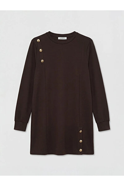 LC Waikiki Καφέ Soft Touch Γυναικείο Φούτερ Τούνικ