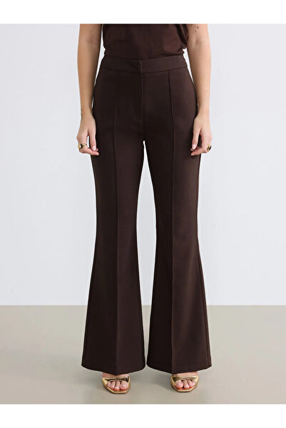 LC Waikiki Καφέ Γυναικείο Παντελόνι Ισπανικού Στυλ Petite