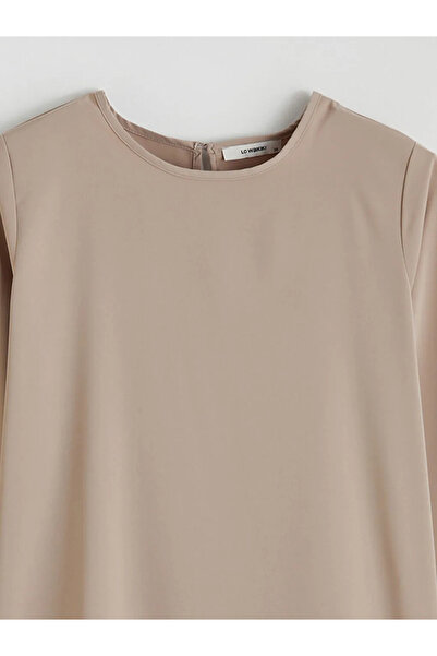 LC Waikiki Μπεζ γυναικείο τουνίκ με λεπτομέρεια δεσίματος στον λαιμό