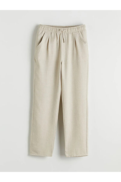 LC Waikiki Beige Elastic Waist Pleated Boy's Gabardine Pants