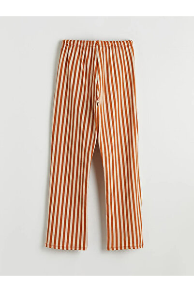 LC Waikiki Εκρού Γυναικείο Παντελόνι Πιτζάμας με Ελαστική Μέση και Ρίγες