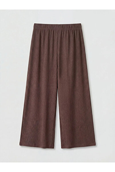 LC Waikiki Καφέ Γυναικείο Καπρί με Ελαστική Μέση και Υφή