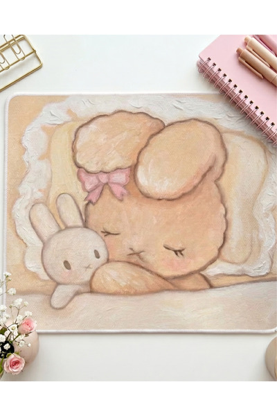 matizya Sevimli Tavşancık Mousepad | Vintage Soft Kawaii Masa Pedi 19x23 cm