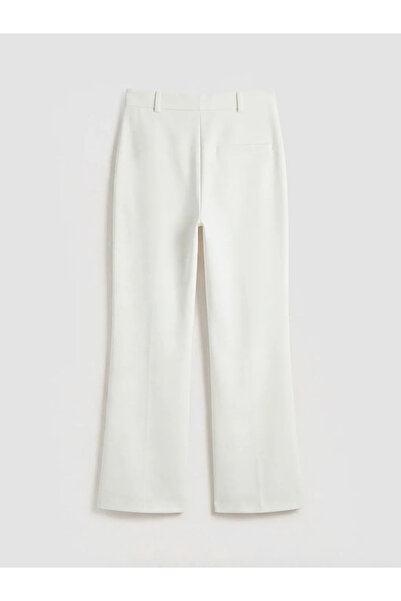 LC Waikiki Λευκό ψηλόμεσο γυναικείο παντελόνι ισπανικού τύπου