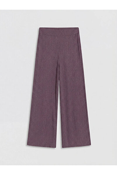 LC Waikiki Λιλά Γυναικείο Παντελόνι με Ελαστική Μέση και Υφή