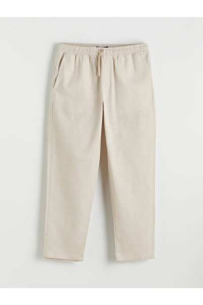 LC Waikiki Ανδρικό παντελόνι Gabardine σε εκρού χρώμα, κανονική εφαρμογή