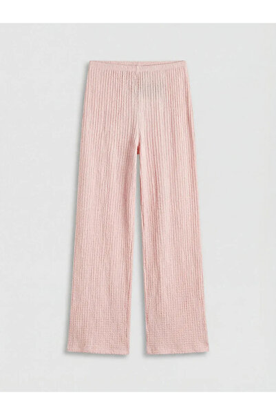 LC Waikiki Ροζ γυναικείο παντελόνι με ελαστική μέση και υφή