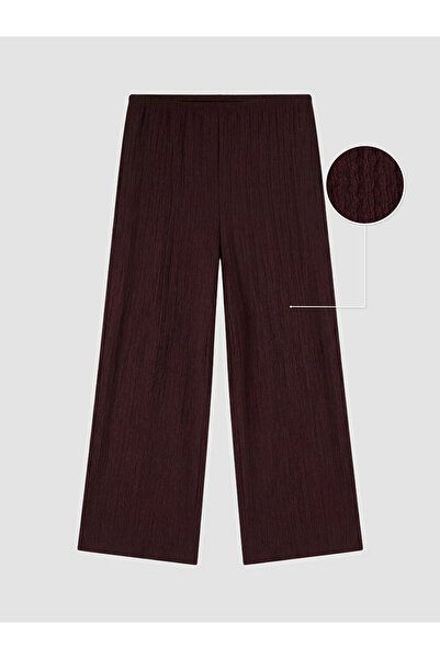 LC Waikiki Γυναικείο παντελόνι με ελαστική μέση σε μπορντό χρώμα
