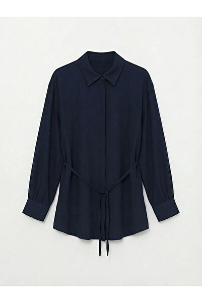 LC Waikiki Γυναικείο πουκάμισο τουνίκ σε μπλε ναυτικό με υφή