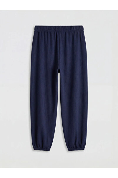 LC Waikiki Γυναικείο παντελόνι Navy Blue με ελαστική μέση Ριγέ Παντελόνι jogger