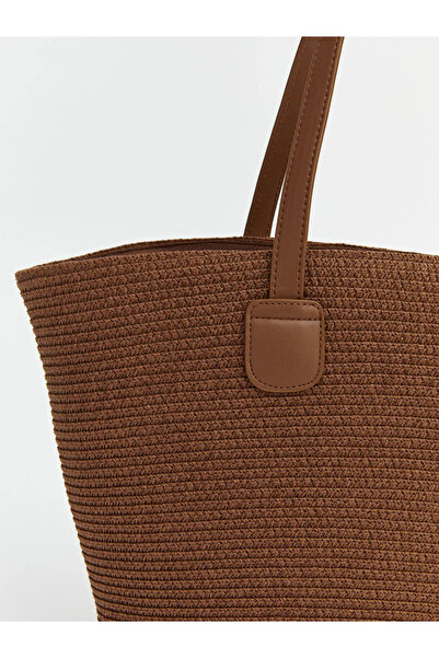 LC Waikiki Καφέ γυναικεία ψάθινη τσάντα παραλίας