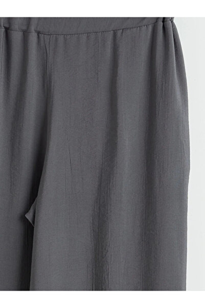 LC Waikiki Γυναικείο παντελόνι από ανθρακί σατέν με ελαστική μέση και υφή