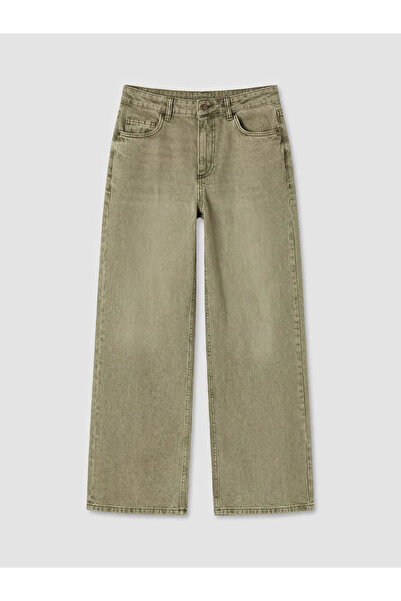 LC Waikiki Γυναικείο τζιν παντελόνι σε ίσια γραμμή χακί