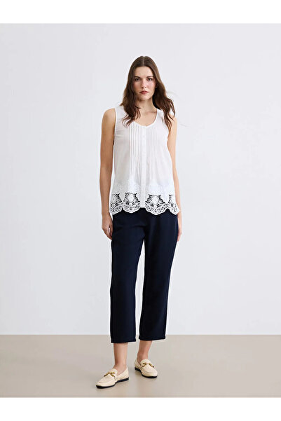 LC Waikiki Γυναικείο παντελόνι με ελαστική μέση σε μπλε ναυτικό χρώμα