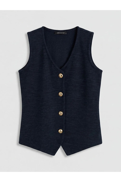 LC Waikiki Γυναικείο γιλέκο σε μπλε ναυτικό χρώμα με λαιμόκοψη V