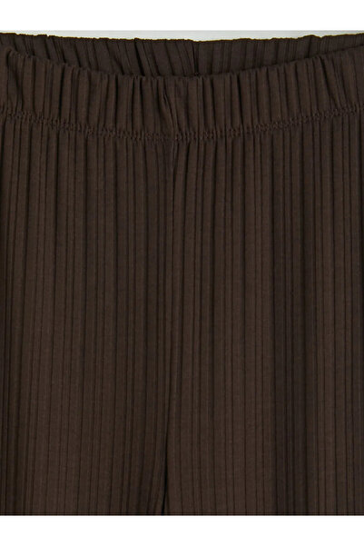 LC Waikiki Καφέ γυναικείο παντελόνι με ελαστική μέση