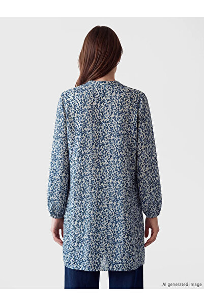 LC Waikiki Γυναικείο τουνίκ με σχέδιο σε χρώμα εκρού και γιακά ραμμένο σε γρα...