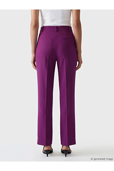 LC Waikiki Μωβ ψηλόμεσο γυναικείο παντελόνι στενής εφαρμογής