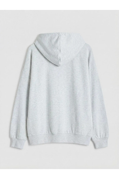 LC Waikiki Λευκό γυναικείο φούτερ με κουκούλα και φερμουάρ