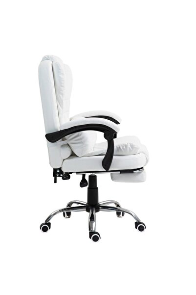 Mobplayers Scaun de birou Mini Brandon-Max Textil Alb, Functie "Sezlong", Perna reglabila detasabila, Extensie membre inferioare