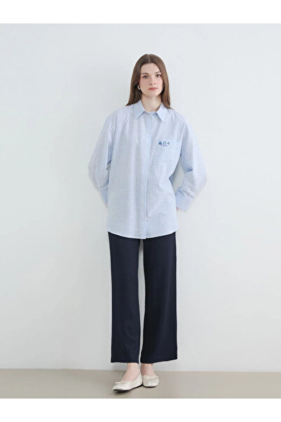 LC Waikiki Γυναικείο παντελόνι με ελαστική μέση σε μπλε ναυτικό χρώμα