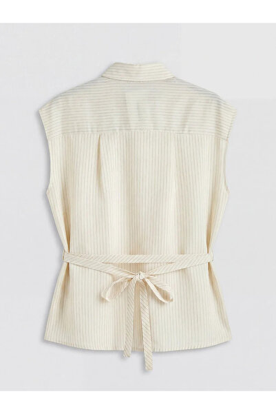 LC Waikiki Καφέ ριγέ γυναικείο πουκάμισο