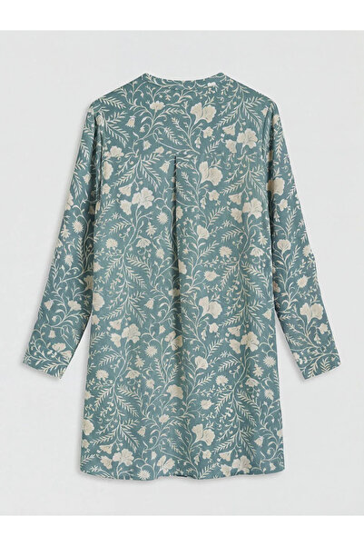 LC Waikiki Πράσινο γυναικείο τουνίκ με λουλουδάτο γιακά