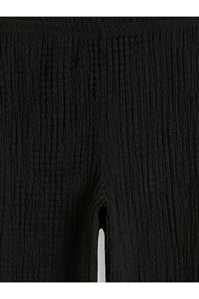 LC Waikiki Μαύρο γυναικείο παντελόνι με ελαστική μέση