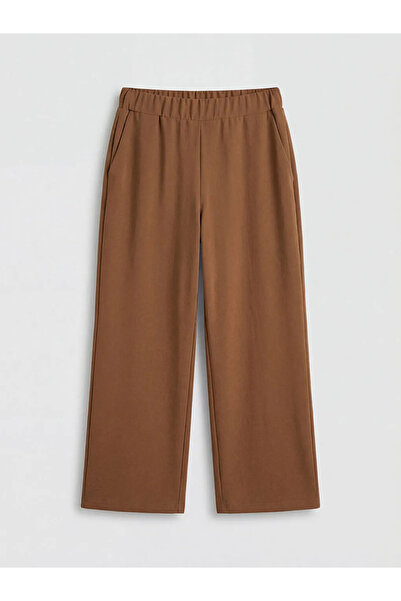 LC Waikiki Γυναικείο παντελόνι με ελαστική μέση σε μπεζ χρώμα