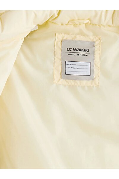 LC Waikiki Κίτρινο Υδατοαπωθητικό Φουσκωτό Γιλέκο για Κορίτσια με Όρθιο Γιακά