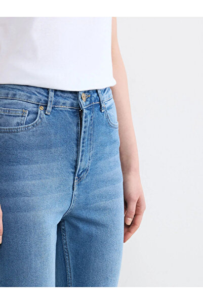 LC Waikiki Μπλε ψηλόμεσο γυναικείο τζιν παντελόνι