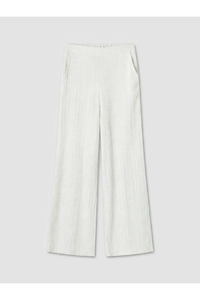 LC Waikiki Λευκό γυναικείο παντελόνι με ελαστική μέση