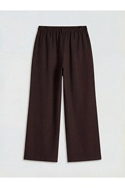 LC Waikiki Γυναικείο παντελόνι με ελαστική μέση μπορντό με φαρδύ πόδι