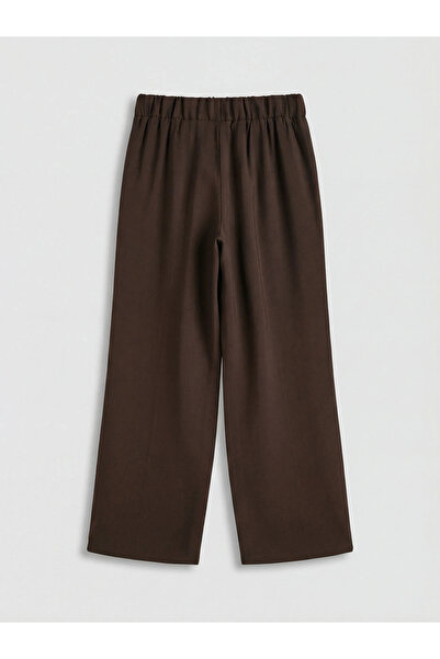 LC Waikiki Καφέ γυναικείο παντελόνι με ελαστική μέση