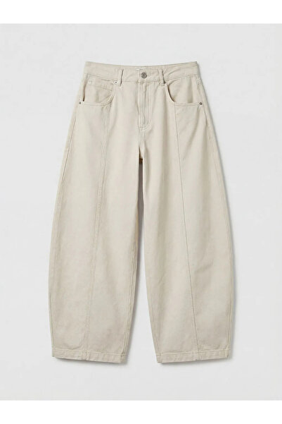 LC Waikiki Μπεζ γυναικείο τζιν παντελόνι σε στυλ barrel fit