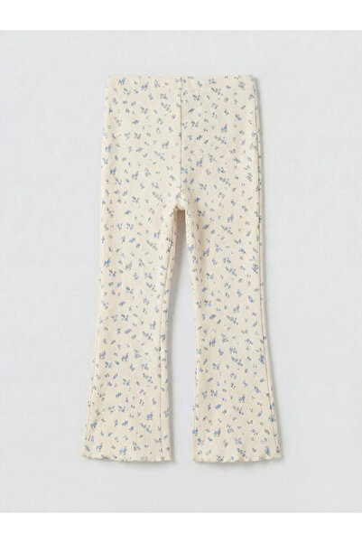 LC Waikiki Εκρού κολάν για κορίτσια με φαρδιά μπατζάκια ισπανικού στυλ