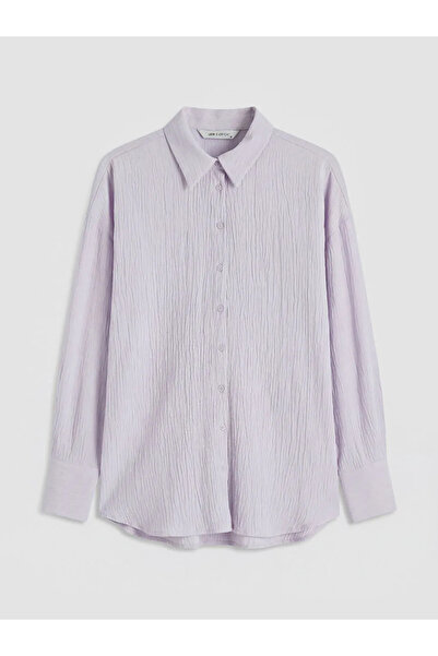 LC Waikiki Λιλά Γυναικείο Πουκάμισο με Υφή