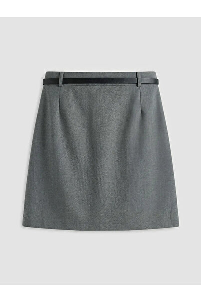 LC Waikiki Γκρι μίνι φούστα με ζώνη στη μέση