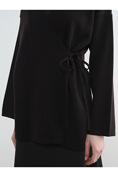 LC Waikiki Μαύρο γυναικείο κιμονό με διπλό γιακά