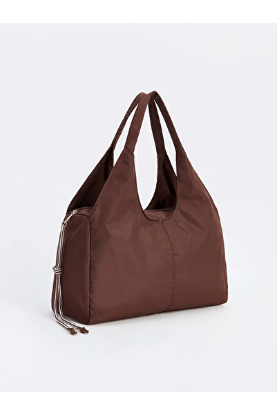 LC Waikiki Καφέ γυναικεία τσάντα ώμου με φερμουάρ