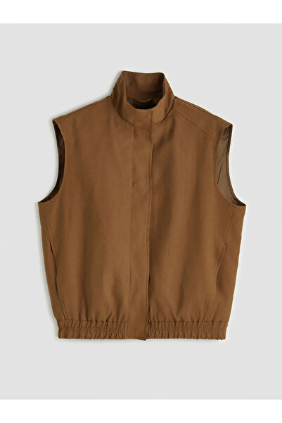 LC Waikiki Πράσινο ψηλός λαιμός oversized Γυναίκες Γιλέκο