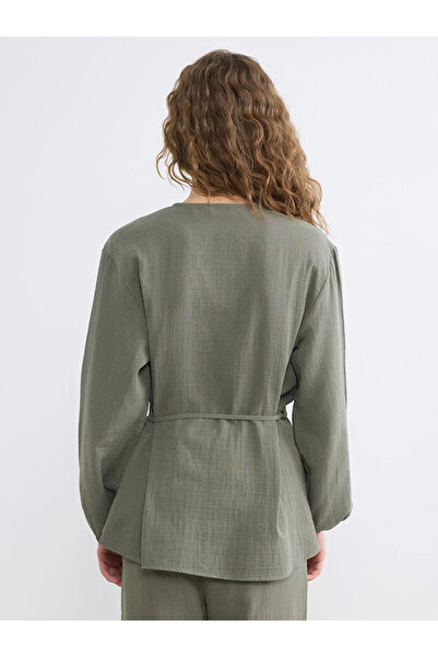 LC Waikiki Γυναικείο πουκάμισο τουνίκ με γιακά και ζώνη στη μέση