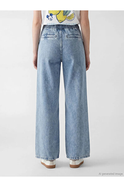 LC Waikiki Γυναικείο τζιν παντελόνι με ελαστική μέση και φαρδιά μπατζάκια σε ...