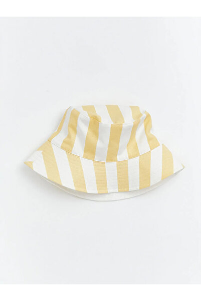 LC Waikiki Γυναικείο καπέλο bucket με κίτρινο ριγέ σχέδιο