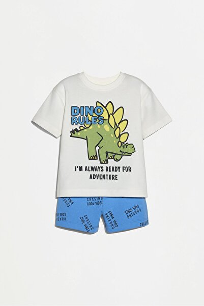 LEFTIES Baskılı t-shirt ve bermuda şort takımı