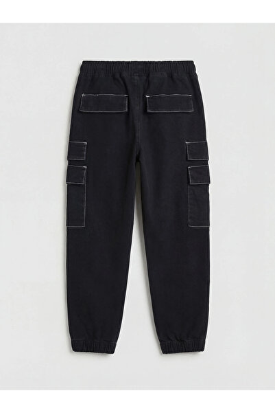 LC Waikiki Μαύρο Loose Fit Boy's Cargo Jean παντελόνι