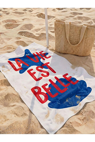 LC Waikiki Γυναικεία πετσέτα θαλάσσης με μπεζ στάμπα 70x150 εκ.