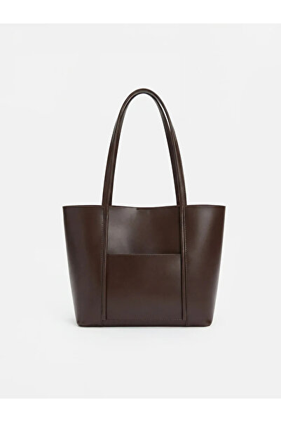 LC Waikiki Γυναικεία τσάντα ώμου και τσάντα χειρός σε καφέ δερμάτινη εμφάνιση